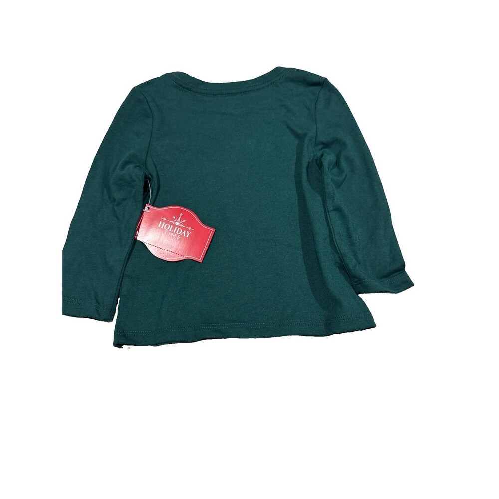 Long Sleeve Dinosaur Christmas Green Holiday T-Shirt Size 18M - Picture 2 of 3